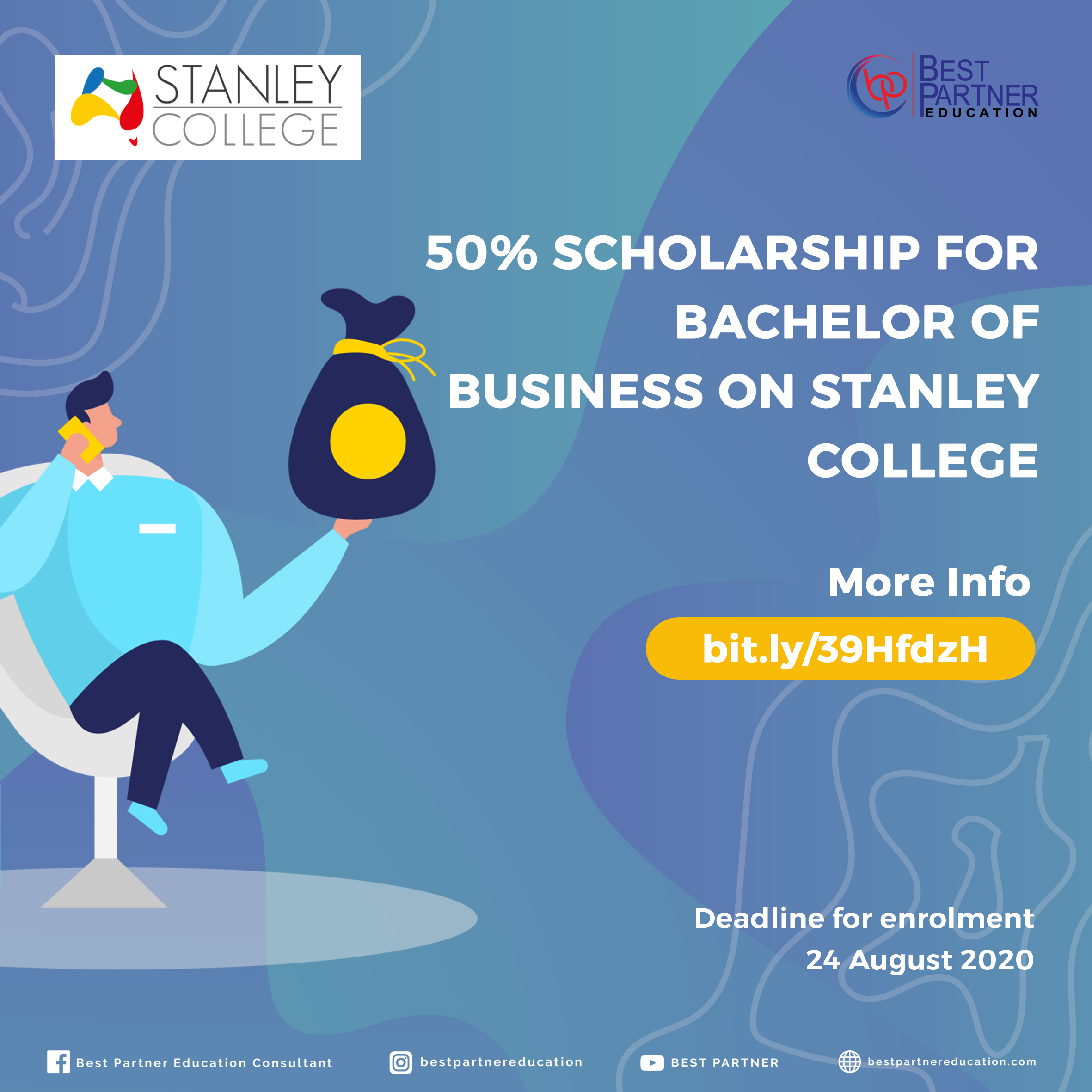 50% SCHOLARSHIP FOR BACHELOR OF BUSINESS ON STANLEY COLLEGE